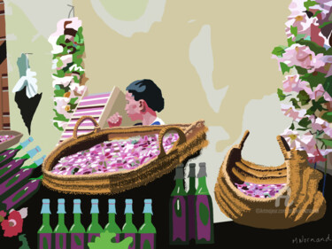2015-08-06 Fès-Médina petite marchande de roses. Digital Arts titled "2015-08-06 Fès-Mé…" by Michel Normand, Original Artwork, Digital Painting