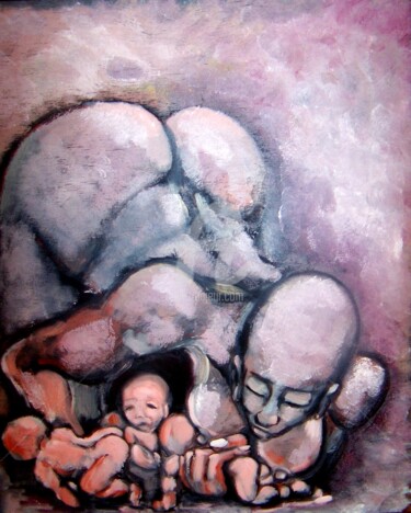 제목이 ""Hanimalitude""인 미술작품 Momaur로, 원작, 기름 나무 들것 프레임에 장착됨