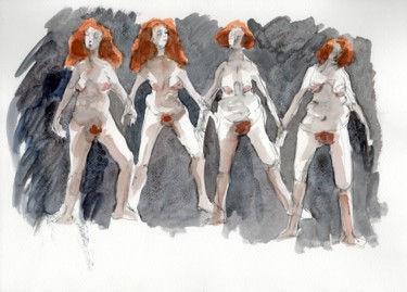 Peinture intitulée "Vieilles rousses -0…" par Delphine Mabed, Œuvre d'art originale, Aquarelle