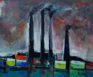 Peinture intitulée "Porcheville 2" par Hervé Marchelidon, Œuvre d'art originale, Acrylique