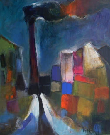 Peinture intitulée "cheminée 1" par Hervé Marchelidon, Œuvre d'art originale, Acrylique