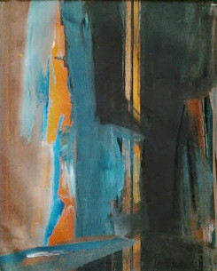 ARBRES ABSTRAIT orange, bleu, noir