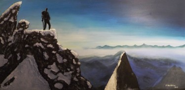 l'alpiniste (arêtes de rochefort mont blanc) Peinture intitulée "l'alpiniste (arête…" par Alain Berthier, Œuvre d'art originale, Acrylique