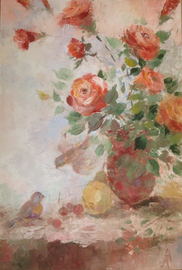 roses & birds Картина под названием "roses & birds" - Nataliya Tsarskaya, Подлинное произведение искусства, Масло