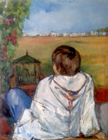 "N28 Niño con chilaba" başlıklı Tablo Carmen Gutierrez Cueto tarafından, Orijinal sanat, Petrol