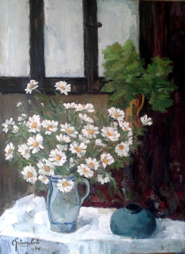 Painting titled "B19 Flores en el es…" by Carmen Gutierrez Cueto, Original Artwork, Oil