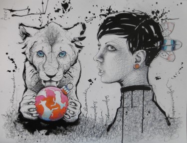 Peinture intitulée "encre" par Catherine Cornec, Œuvre d'art originale, Acrylique
