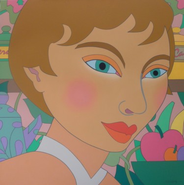 Pittura intitolato "PERLA IN CUCINA" da Ranieri Wanderlingh, Opera d'arte originale, Acrilico Montato su Telaio per barella…