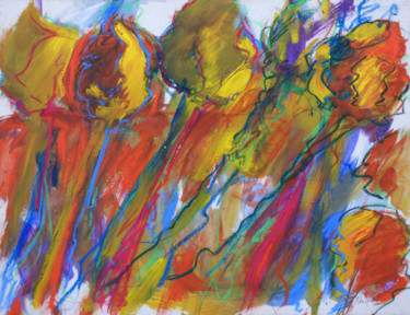 Fleurs ou arbres 1 Pintura titulada "Fleurs ou arbres 1" por Bernard Des Roseaux, Obra de arte original, Acrílico Montado en Panel de madera