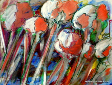 Fleurs ou arbres 2 Pintura titulada "Fleurs ou arbres 2" por Bernard Des Roseaux, Obra de arte original, Acrílico Montado en Panel de madera