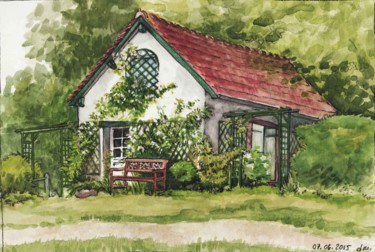 Peinture intitulée "vignoux sur barenge…" par Delphine Mabed, Œuvre d'art originale, Aquarelle