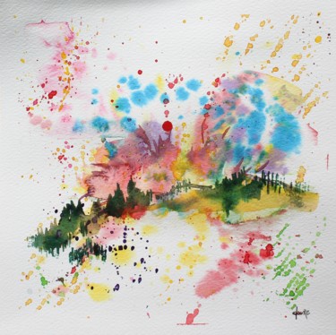 Allégorie printanière - aquarelle sur papier Painting titled "Allégorie printaniè…" by Clau Redier-Clément, Original Artwork, Watercolor