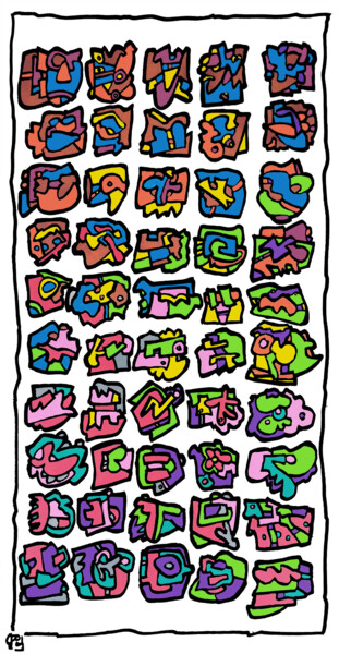 Malerei mit dem Titel "84 squares" von Frob, Original-Kunstwerk, Acryl Auf Keilrahmen aus Holz montiert