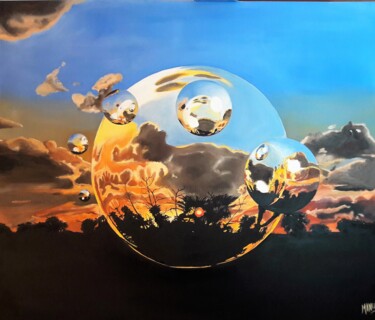 Peinture intitulée "TRAMONTO CONTRADA B…" par Manu Surreabulliste, Œuvre d'art originale, Huile Monté sur Châssis en bois
