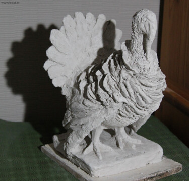 Sculpture intitulée "Le dindon" par Catherine Costet (Lccat), Œuvre d'art originale, Argile