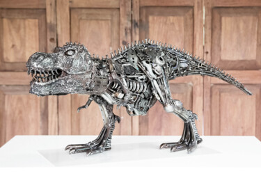 Sculpture titled "Dinosaur Trex metal…" by Chatree Choorachatatorn (Mari9art), Original Artwork, Metals
