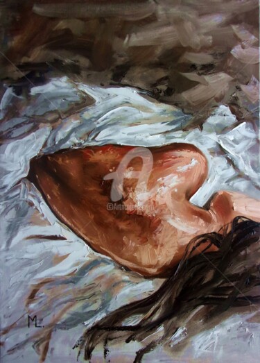 Painting titled "SHE IN THE LIGHT" by Monika Luniak, Original Artwork, Oil