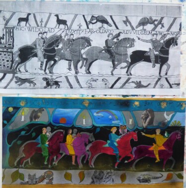 Peinture intitulée "Marche pour liberer…" par Elisabeth Renard (B.Dumont Renard), Œuvre d'art originale, Acrylique Monté sur…
