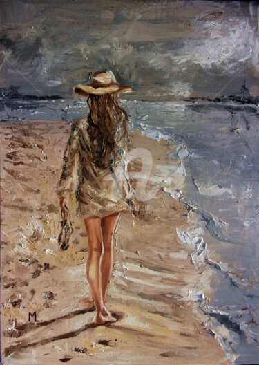Malerei mit dem Titel "WALKING" von Monika Luniak, Original-Kunstwerk, Öl