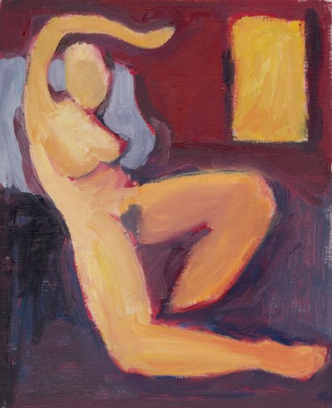 Peinture intitulée "Le coussin bleu.jpg" par Delphine Mabed, Œuvre d'art originale, Acrylique