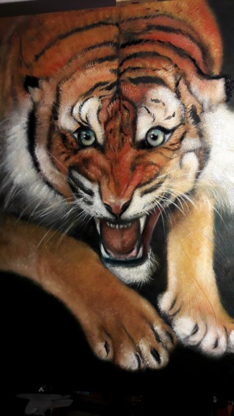 Peinture intitulée "Le tigre" par Noli, Œuvre d'art originale, Huile