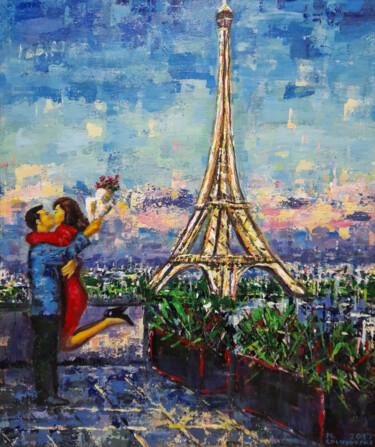 love in paris Painting titled "love in paris" by Nikola Golubovski, Original Artwork, Acrylic