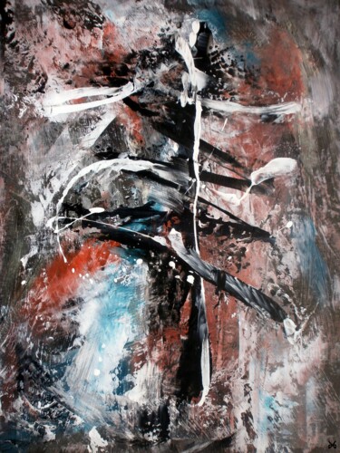 Totem - Abstraction - Abstract Art - Tons gris, bleu, rose 제목이 "Totem - Abstraction…"인 미술작품 Davidian Gotis Abstraction Abstraite로, 원작, 아크릴