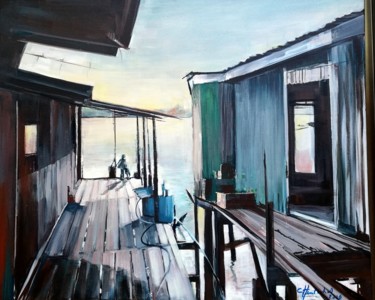 Schilderij getiteld "Pergola Bangkok" door Corinne Hentschel, Origineel Kunstwerk, Acryl