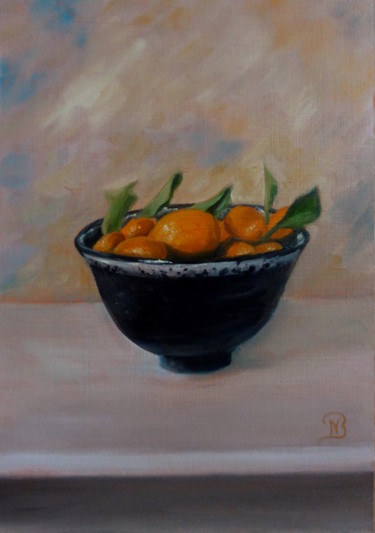 Peinture intitulée "Bol de kumkats" par Nathalie Bernard, Œuvre d'art originale, Huile