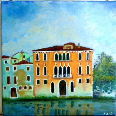 Peinture intitulée "palais Foscarini Gi…" par Katia De Carvalho, Œuvre d'art originale, Huile Monté sur Panneau de bois
