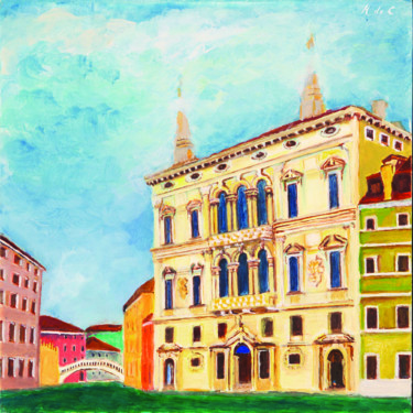 Peinture intitulée "palais Balbi" par Katia De Carvalho, Œuvre d'art originale, Huile Monté sur Panneau de bois
