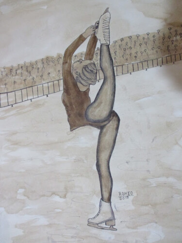 Desenho intitulada "PATINADORA DO GELO" por Romeo Zanchett, Obras de arte originais, Outro