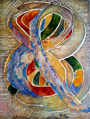 Peinture intitulée "L'infini" par Cya, Œuvre d'art originale, Acrylique