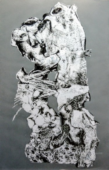 Dessin intitulée ""fleurs-de-cactus 2…" par Lou Le Cabellec, Œuvre d'art originale