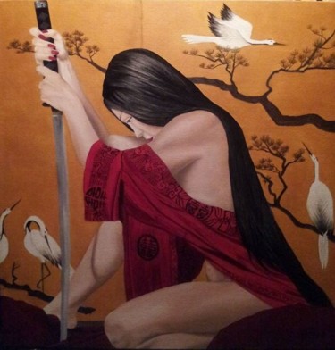 Peinture intitulée "Force-interieure" par Isha, Œuvre d'art originale, Huile