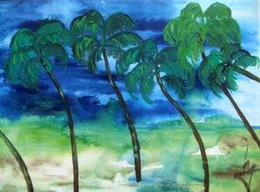 Malerei mit dem Titel "040a Tropenlandscha…" von Robert Bauer, Original-Kunstwerk, Tempera