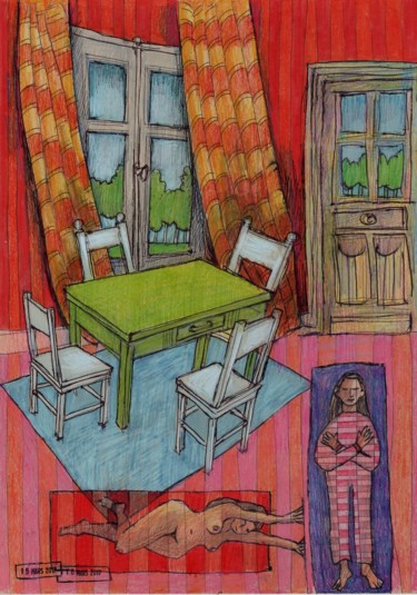 Dessin intitulée "Nuit calme.jpg" par Delphine Mabed, Œuvre d'art originale