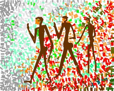 Digital Arts titled "cave-painting-1" by Anandswaroop Manchiraju, Original Artwork, Digital Painting