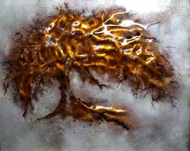 L'Ancêtre émail repoussé - Pièce unique - N°43 Malerei mit dem Titel "L'Ancêtre émail rep…" von Isabelle Mathis, Original-Kunstwerk, Emaille