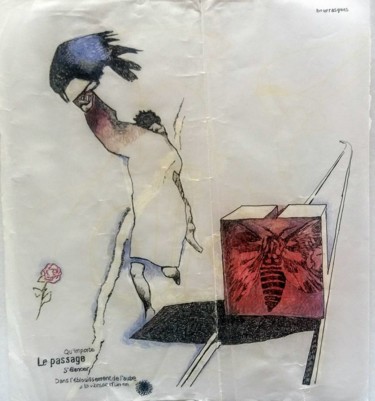 Dessin intitulée ""Le passage" Lou Le…" par Lou Le Cabellec, Œuvre d'art originale
