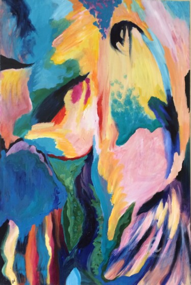 Painting titled "Moonlight/Clair de…" by Judydcreates, Original Artwork, Acrylic Mounted on Wood Stretcher frame