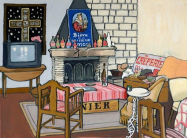 Reuilly, le salon en bas.jpg Peinture intitulée "Reuilly, le salon e…" par Delphine Mabed, Œuvre d'art originale, Gouache