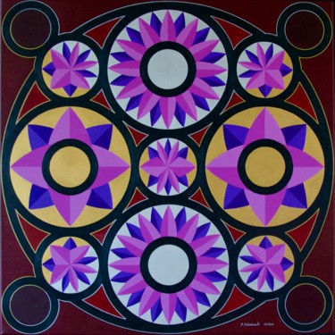 Peinture intitulée "Gold-Silver Mandala" par Patrice Preveirault, Œuvre d'art originale, Huile