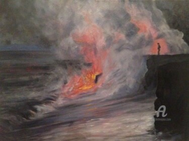 Peinture intitulée "l'homme fasciné dev…" par Sapiacelli, Œuvre d'art originale, Huile