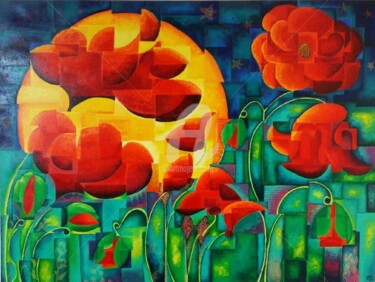Peinture intitulée "coquelicots" par Audrey Ressejac-Duparc, Œuvre d'art originale