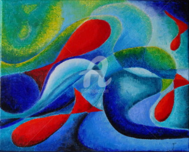 Peinture intitulée "poissons" par Audrey Ressejac-Duparc, Œuvre d'art originale, Pastel