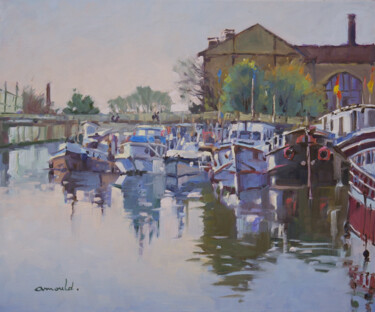 Peinture intitulée "Port de plaisance à…" par Christian Arnould, Œuvre d'art originale, Huile
