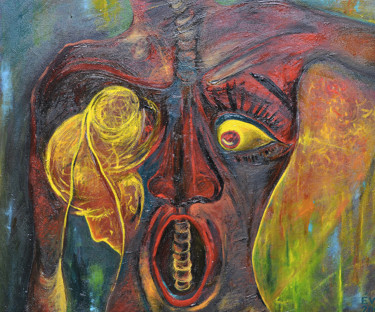 Peinture intitulée "Un visage dans le d…" par Eva Mifsud, Œuvre d'art originale, Huile