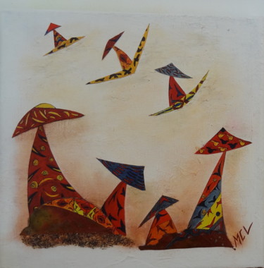 Collages intitulée "Hapiness" par Martine Capdeville-Lacomme, Œuvre d'art originale