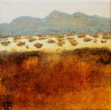 paysage-lointain Peinture intitulée "paysage-lointain" par Catherine Cazaentre, Œuvre d'art originale, Acrylique Monté sur Châssis en bois